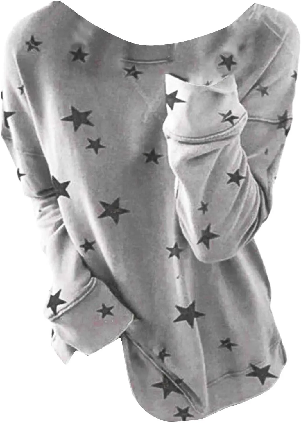 Womens Sweatshirt Crew Neck Star Graphic Pullover Tops 2024 Fall Casual Long sleeve Oversized Sweatshirt