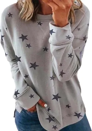 Womens Sweatshirt Crew Neck Star Graphic Pullover Tops 2024 Fall Casual Long sleeve Oversized Sweatshirt