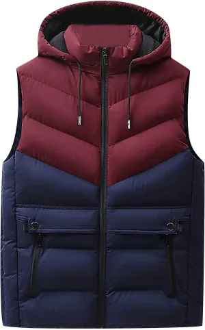 Ymosrh Men's Down Vest Lightweight Winter Vest Thicken Sleeveless Jacket With Hood Coats Puffer Vests Outerwear, L-6XL