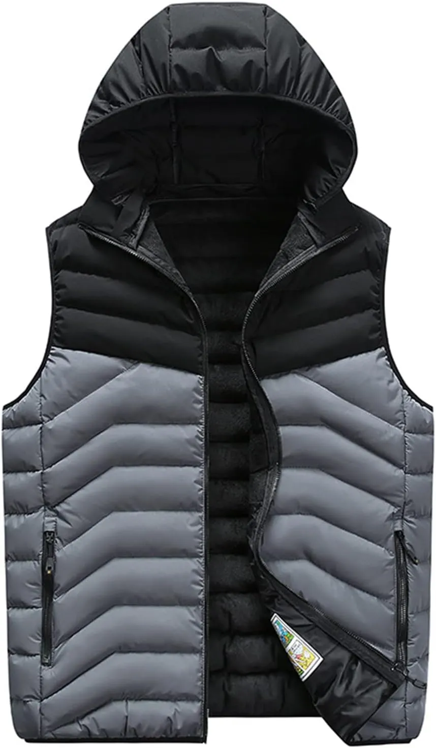 Ymosrh Men's Puffer Vest With Hood Outdoor Quilted Winter Vest Hooded Sleeveless Jacket Padded Vest Vest, XXXXL-7XL