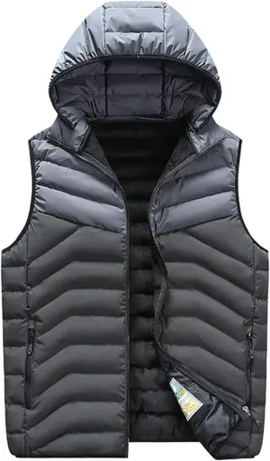 Ymosrh Men's Puffer Vest With Hood Outdoor Quilted Winter Vest Hooded Sleeveless Jacket Padded Vest Vest, XXXXL-7XL