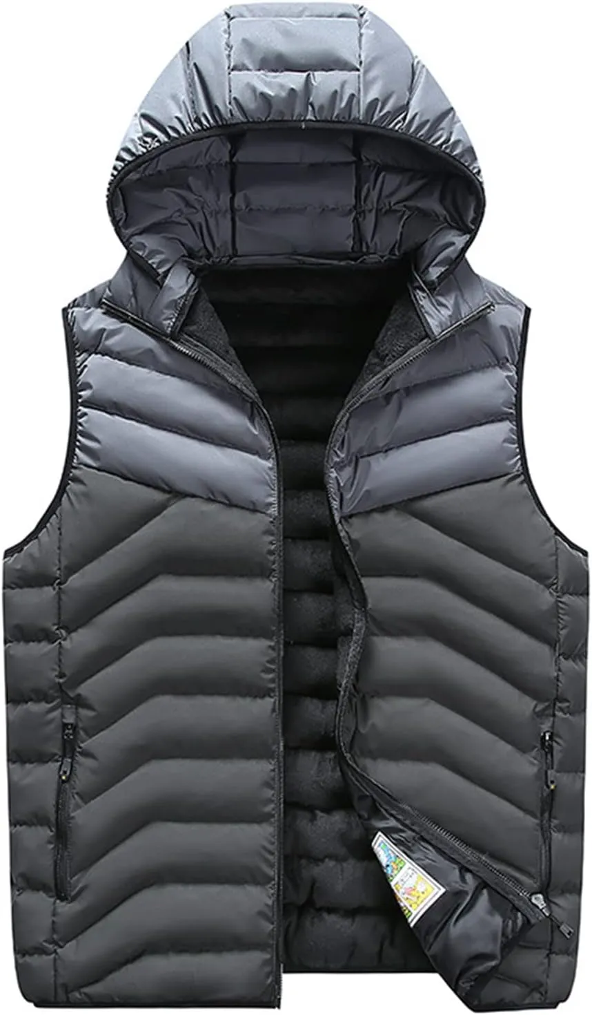 Ymosrh Men's Puffer Vest With Hood Outdoor Quilted Winter Vest Hooded Sleeveless Jacket Padded Vest Vest, XXXXL-7XL