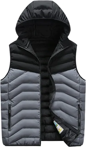 Ymosrh Men's Puffer Vest With Hood Outdoor Quilted Winter Vest Hooded Sleeveless Jacket Padded Vest Vest, XXXXL-7XL