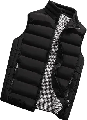 Ymosrh Mens Puffer Vests Lightweight Down Stand Collar Windproof Sleeveless Jacket for Travel Hiking Running Vest, M-5XL
