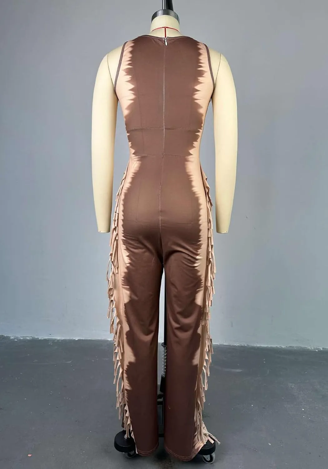 YOOTIKO Women Casual Sleeveless Jumpsuit Fringe Pants Sexy Cutout Tummy Control Tank Workout Romper