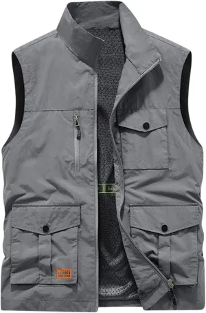 Zeiyignr Men's Casual Lightweight Quick-Dry Outdoor Work Hunting Hiking Fishing Travel Photo Cargo Vest Jacket Multi Pockets