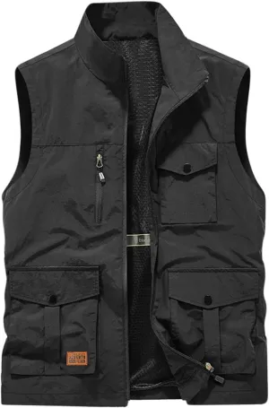 Zeiyignr Men's Casual Lightweight Quick-Dry Outdoor Work Hunting Hiking Fishing Travel Photo Cargo Vest Jacket Multi Pockets