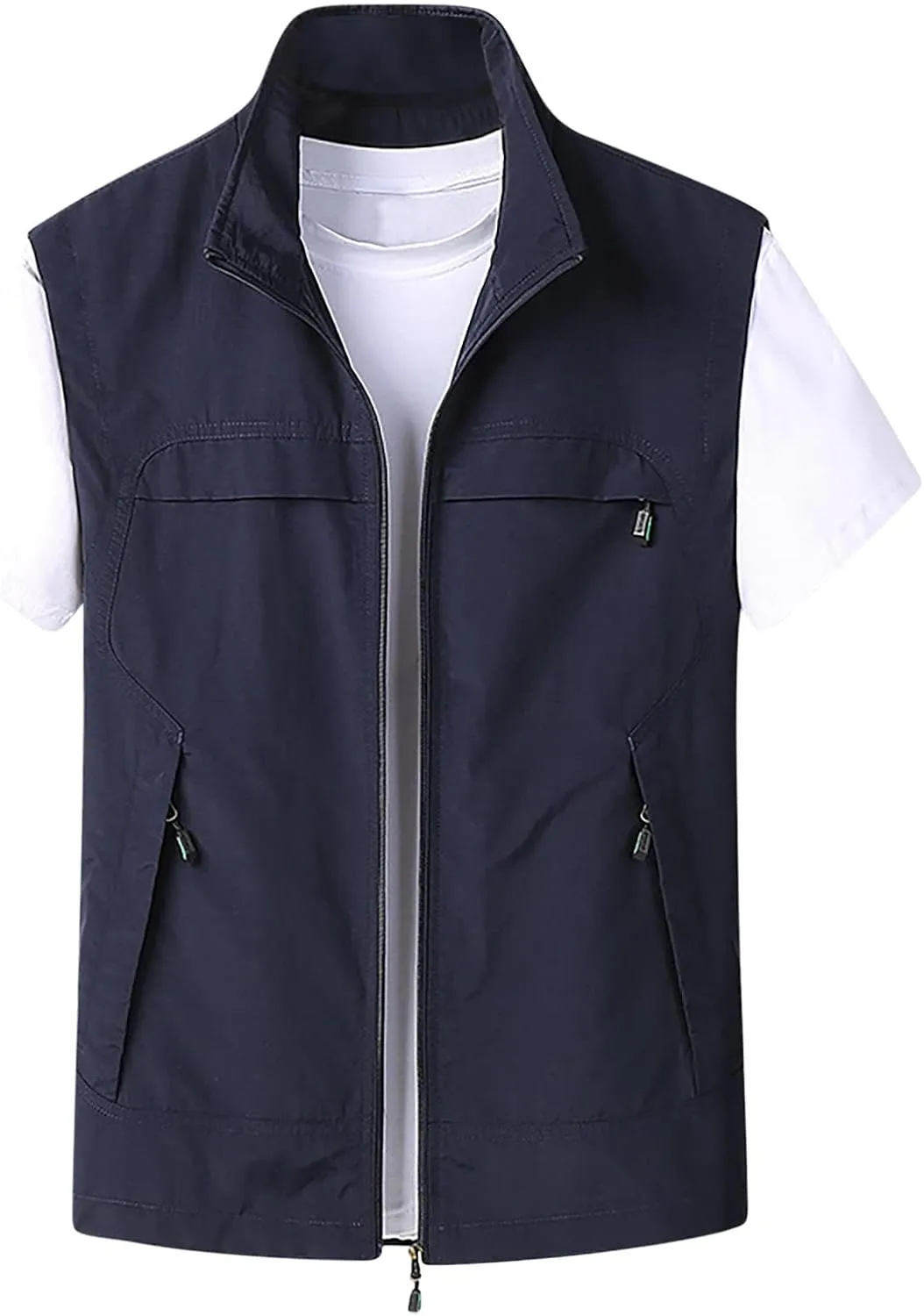 Zeiyignr Mens Lightweight Outdoor Work Vest Quick-Dry Hunting Fishing Zip Up Travel Photo Vest Jacket with Multi Pockets