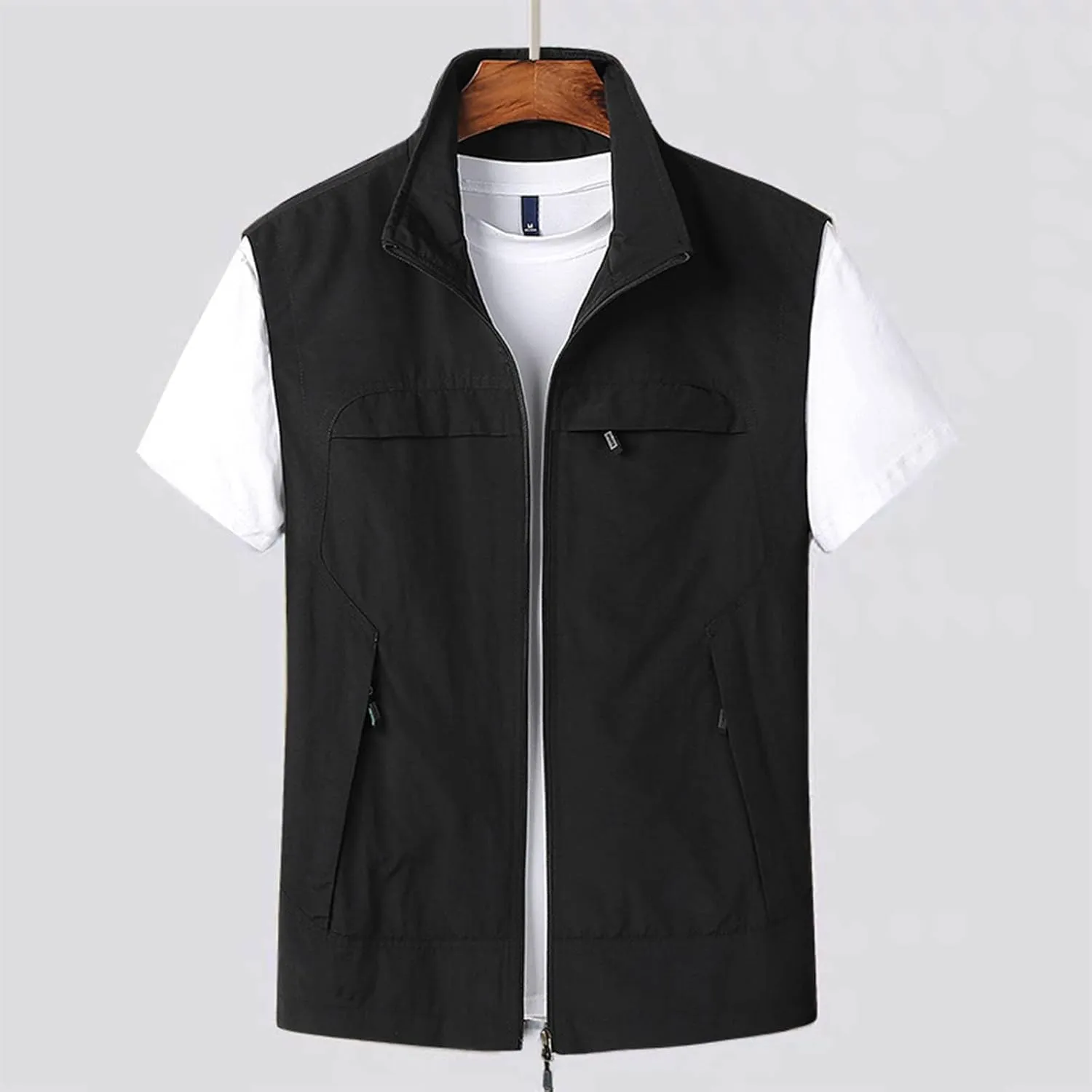 Zeiyignr Mens Lightweight Outdoor Work Vest Quick-Dry Hunting Fishing Zip Up Travel Photo Vest Jacket with Multi Pockets