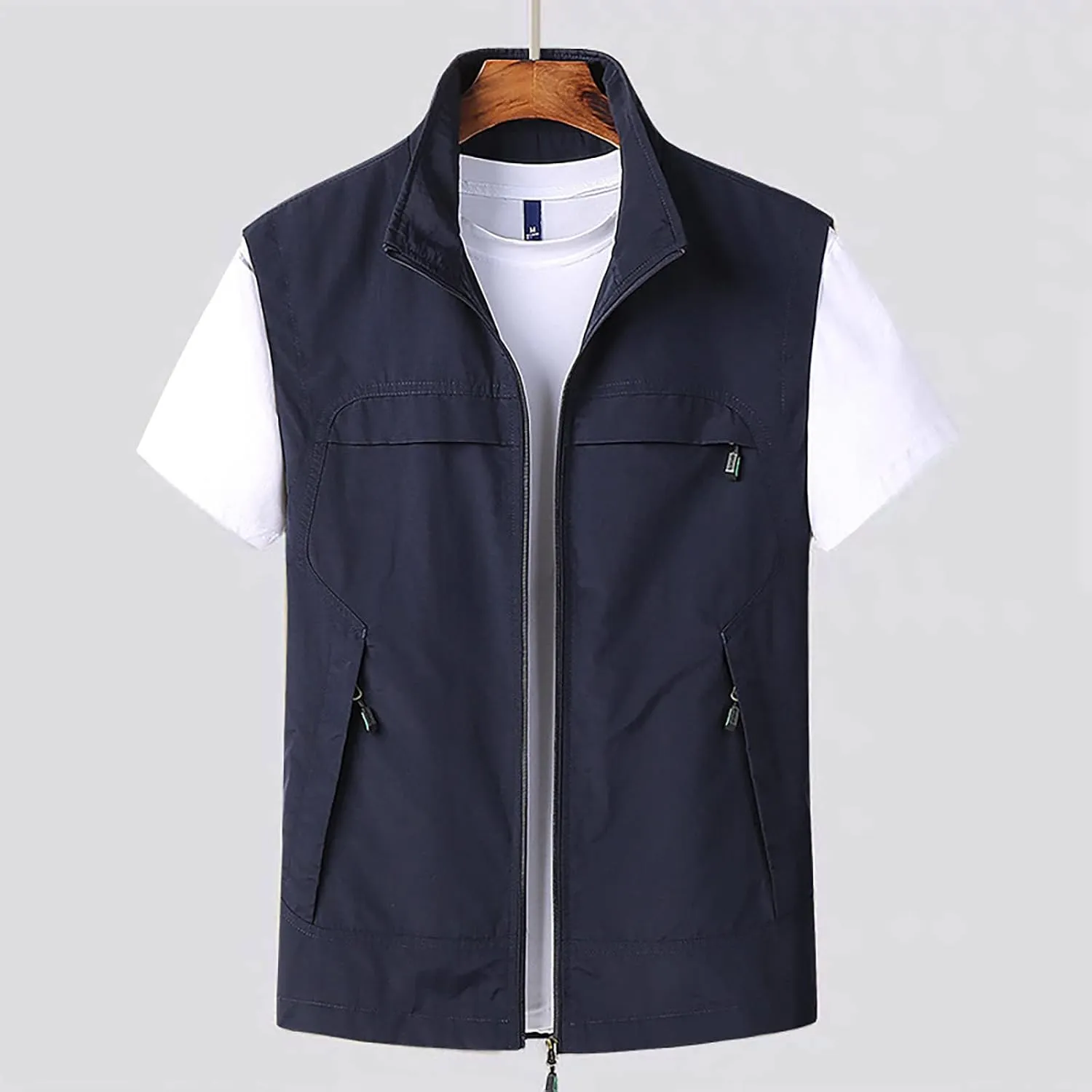 Zeiyignr Mens Lightweight Outdoor Work Vest Quick-Dry Hunting Fishing Zip Up Travel Photo Vest Jacket with Multi Pockets