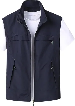 Zeiyignr Mens Lightweight Outdoor Work Vest Quick-Dry Hunting Fishing Zip Up Travel Photo Vest Jacket with Multi Pockets