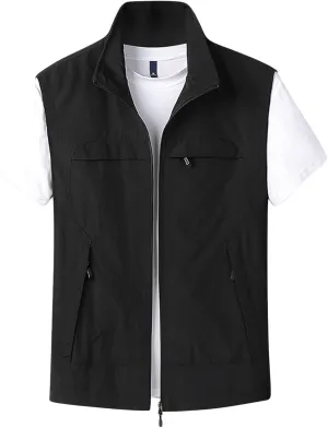 Zeiyignr Mens Lightweight Outdoor Work Vest Quick-Dry Hunting Fishing Zip Up Travel Photo Vest Jacket with Multi Pockets