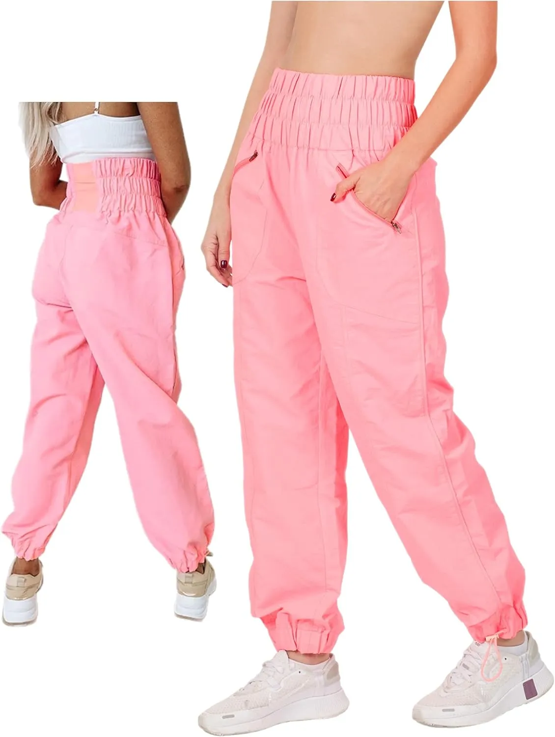 Zenana Windbreaker Jogger Pants with Zip Closure Side Functional Pockets