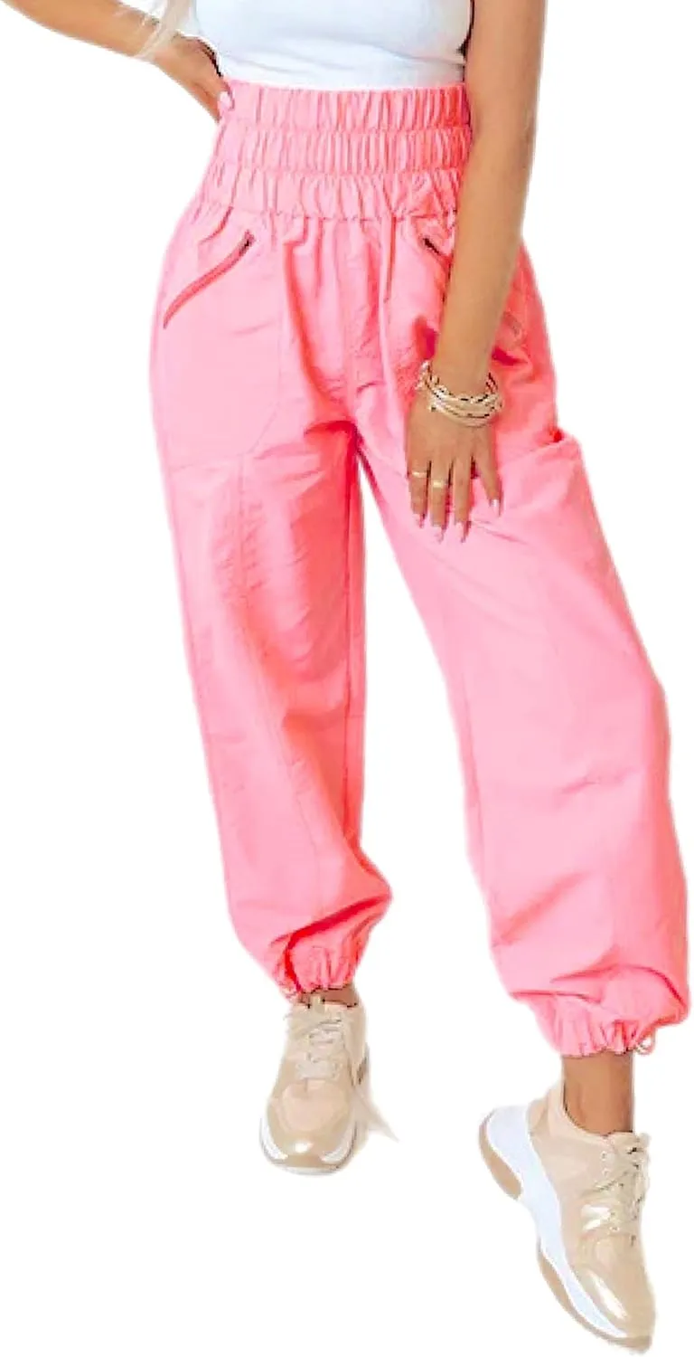 Zenana Windbreaker Jogger Pants with Zip Closure Side Functional Pockets
