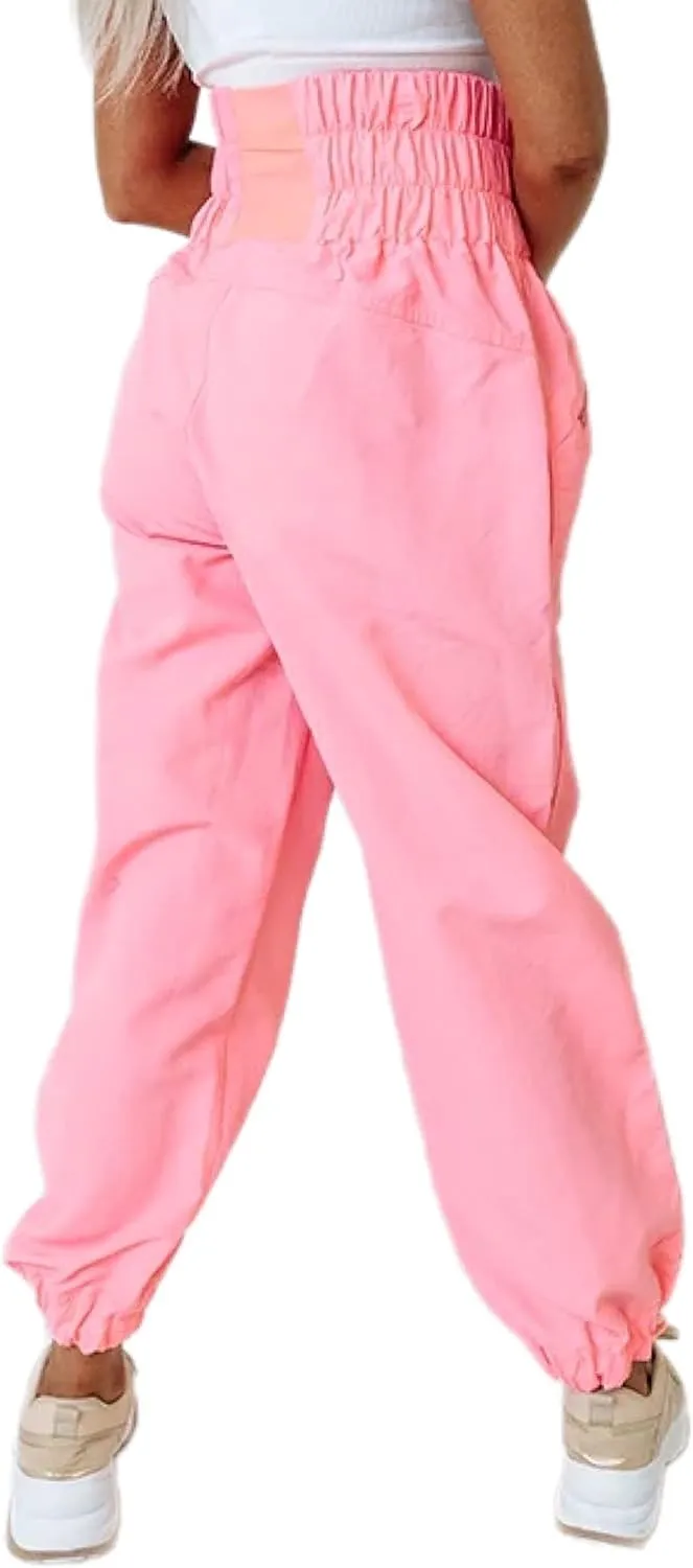 Zenana Windbreaker Jogger Pants with Zip Closure Side Functional Pockets